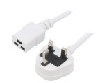 Cablu de Alimentare 2m Alb 13A 3x1,5mm2 BS 1363 la IEC C19