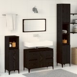 VidaXL Set de mobilă pentru baie de 3 piese, stejar negru, lemn prelucrat
