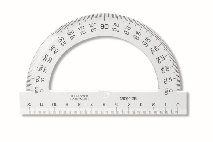 Raportor plastic 180 grade, 12.5 cm cristal Koh-I-Noor