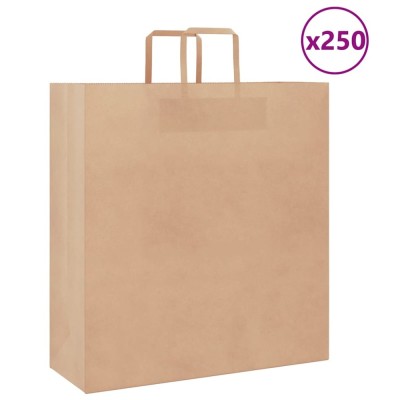 vidaXL Pungi de h&amp;acirc;rtie 250 buc cu m&amp;acirc;nere maro 45x17x48 cm foto