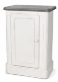 Noptiera Shabby Chic din lemn masiv alb cu blat gri ROC121, Comode si bufete, Baroc