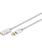 Cablu USB 2.0 cu mufa magnetica micro USB 1.2m argintiu Goobay