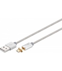 Cablu USB 2.0 cu mufa magnetica micro USB 1.2m argintiu Goobay foto