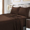 Lenjerie de pat pentru o persoana cu husa elastic pat si 2 fete perna patrata, Bronco, bumbac ranforce, gramaj tesatura 120 g/mp, Brown, 4 piese