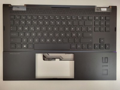 Carcasa superioara cu tastatura palmrest Laptop, HP, Omen 16-B, TPN-Q265 (2021), M62255-001, M62260-001, M62260-271, 44G3KTATP70, iluminata RGB 20 pin foto