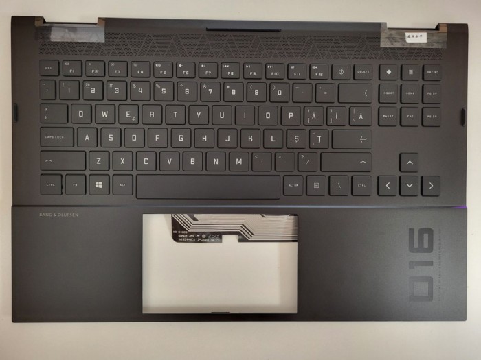 Carcasa superioara cu tastatura palmrest Laptop, HP, Omen 16-B, TPN-Q265 (2021), M62255-001, M62260-001, M62260-271, 44G3KTATP70, iluminata RGB 20 pin