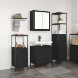 Set de mobilă pentru baie 3 piese din lemn compozit stejar negru