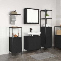 Set de mobilă pentru baie 3 piese vidaXL din lemn compozit stejar negru