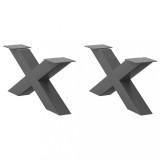 VidaXL Picioare pentru măsuță de cafea &icirc;n formă de X, 2 buc., antracit, 70x(30-31) cm, oțel