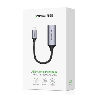 Cablu UGREEN USB C la HDMI mama 4K 60HZ USB tip C Thunderbolt 3 adaptor HDMI mufa mama cablu impletit pentru Macbook Pro, Samsung S10 Note 9 S9 S8 Plu foto