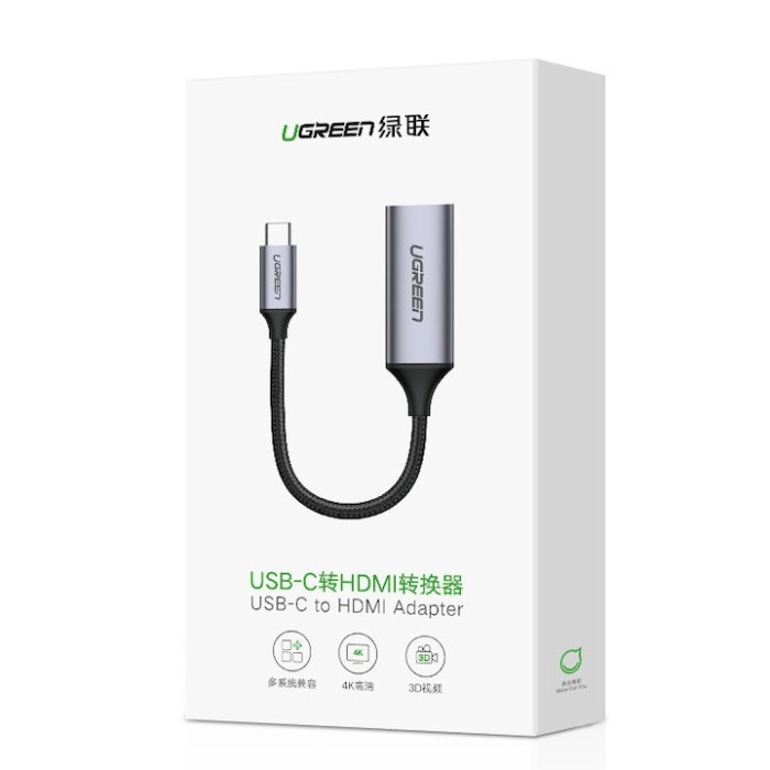 Cablu UGREEN USB C la HDMI mama 4K 60HZ USB tip C Thunderbolt 3 adaptor HDMI mufa mama cablu impletit pentru Macbook Pro, Samsung S10 Note 9 S9 S8 Plu