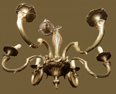 Candelabru din bronz antic in stil Rococo foto