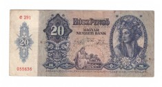 Bancnota Ungaria 20 pengo 15 ianuarie 1941, circulata, stare buna