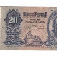 Bancnota Ungaria 20 pengo 15 ianuarie 1941, circulata, stare buna