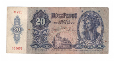 Bancnota Ungaria 20 pengo 15 ianuarie 1941, circulata, stare buna foto