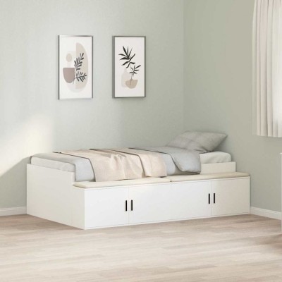 vidaXL Cadru de pat cu depozitare Alb 80 x 200 cm Lemn compozit foto