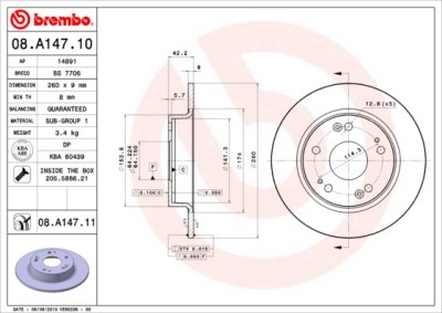 BREMBO 08.A147.11 PRIME LINE - UV Coated Disc frana foto