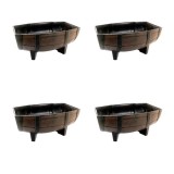 Set 4 ghivece pentru flori model butoi teak 41x29x19 cm