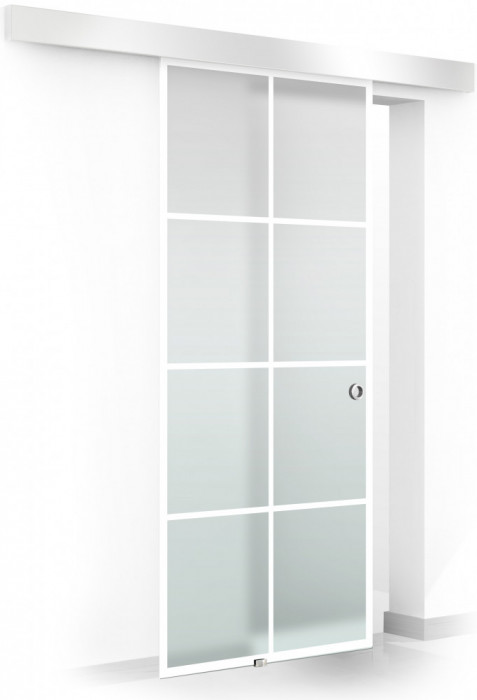 Usa glisanta Boss &reg; model Residence alb, 90x215 cm, sticla mata 8 mm, culisanta in ambele directii