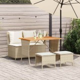 VidaXL Set canapele de grădină, 4 piese, cu perne, bej, poliratan