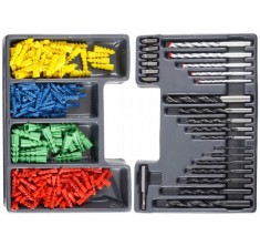 Set burghie, dibluri si biti, Verke V05080, metal, lemn, beton, 300 piese
