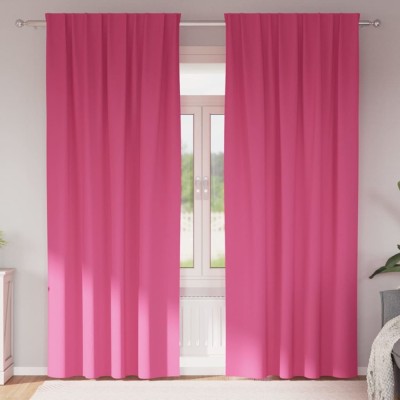 Perdele cu perdele 2 pcs Roz intens Poliester foto