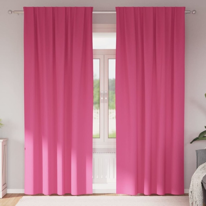 Perdele cu perdele 2 pcs Roz intens Poliester