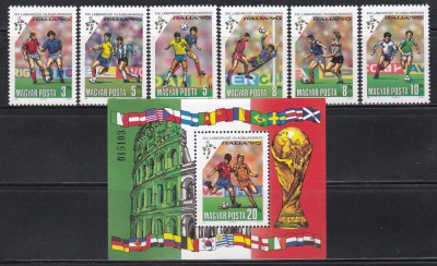Ungaria 1990 - Cupa Mondială de fotbal - Italia, Serie + Colita, MNH foto
