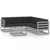 vidaXL Set mobilier de grădină cu perne, 6 piese, lemn masiv de pin