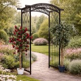 Pergola gradina metalica, suport plante cataratoare, 105x46x215 cm, negru