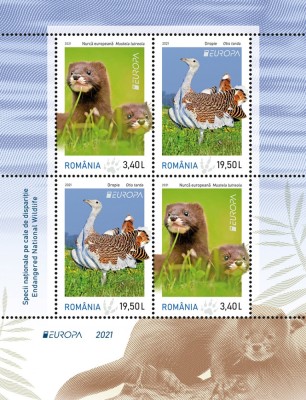 ROMANIA 2021 EUROPA CEPT Specii pe cale de diparitie Bloc tip I LP.2322A MNH foto