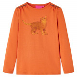 Cumpara ieftin Tricou pentru copii cu m&acirc;neci lungi, portocaliu ars, 128