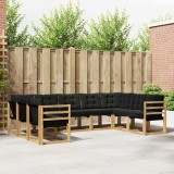 vidaXL Set de canapele de exterior cu pernă 9 pcs Alb și negru 3389850