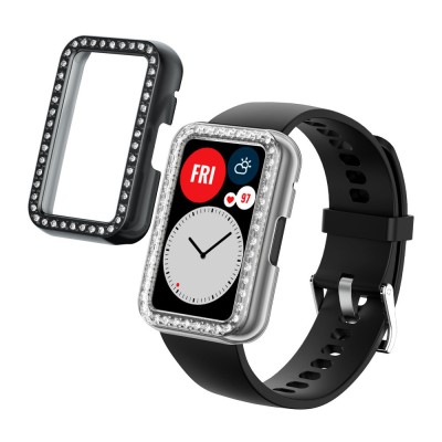 Set 2 Huse Kwmobile pentru Huawei Watch Fit, Transparent/Negru, Plastic, KWM000024ZO001C foto