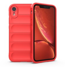 Husa pentru iphone xr, antisoc, margini cu striatii, design minimalist, red foto