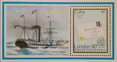 BC42, Cuba 1990, colita vapoare foto