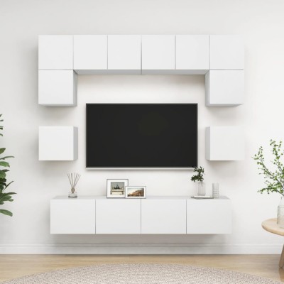 vidaXL Set dulapuri TV, 8 piese, alb, lemn prelucrat foto