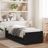 Cadru pat Gossi cu sertare, 90x190 cm, lemn prelucrat, negru