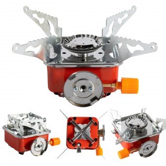 Aragaz camping Micul Fermier, putere termica 2.8 kW, aprindere piezo-electrica, compatibil rezerva gaz spray, 95*95mm foto