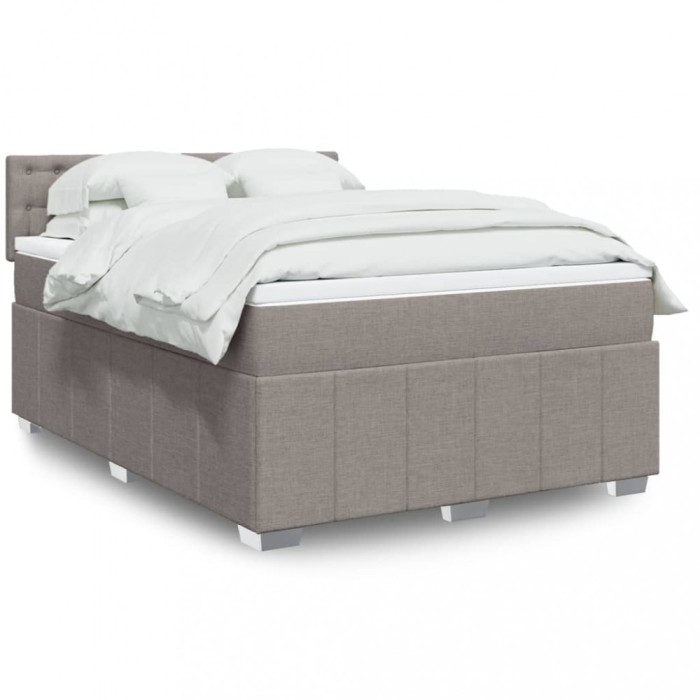 vidaXL Pat continental cu saltea gri taupe 140x200 cm material textil 3287109