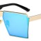 Ochelari de soare Rectangular Plat Oglinda Albastru cu Auriu