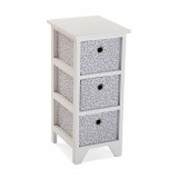 Organizator baie cu 3 cosuri Oxford, Versa, 30 x 25 x 56 cm, lemn de paulownia