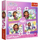 Cumpara ieftin Puzzle Trefl 4 in 1 - Gabby s Dollhouse: Aventurile lui Gabby