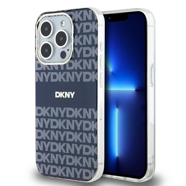 Husa MagSafe pentru Apple iPhone 15 Pro, DKNY, IML Mono &amp; Stripe, Albastra