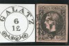 1866 , Lp 20 b , Carol I 20 Parale / hartie groasa , stampila agrafa Galatz , PUNCT IN GREACA, Stampilat