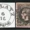 1866 , Lp 20 b , Carol I 20 Parale / hartie groasa , stampila agrafa Galatz , PUNCT IN GREACA