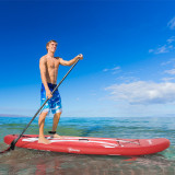 Cumpara ieftin Outsunny stand up paddleboard gonflabil, padela reglabila din aluminiu, 300 x 76 x 15 cm, Rosu si alb