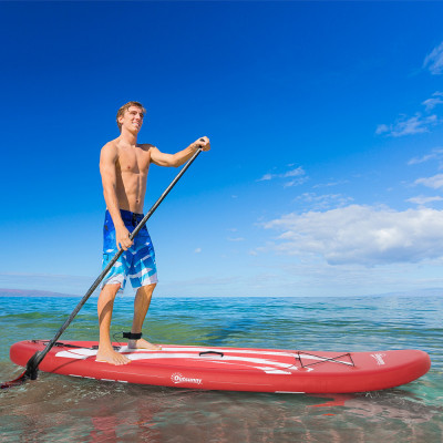 Outsunny stand up paddleboard gonflabil, padela reglabila din aluminiu, 300 x 76 x 15 cm, Rosu si alb foto