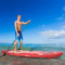 Outsunny stand up paddleboard gonflabil, padela reglabila din aluminiu, 300 x 76 x 15 cm, Rosu si alb