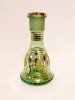 Decantor Sticlă Verde Pictată Auriu, 26cm, Vază Decorativă Art Deco